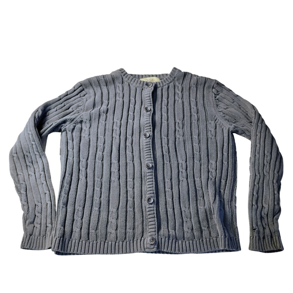 Cabelas Womens Blue Cable Knit Button Up Cardigan Fall Cozy Sweater Size‎ S